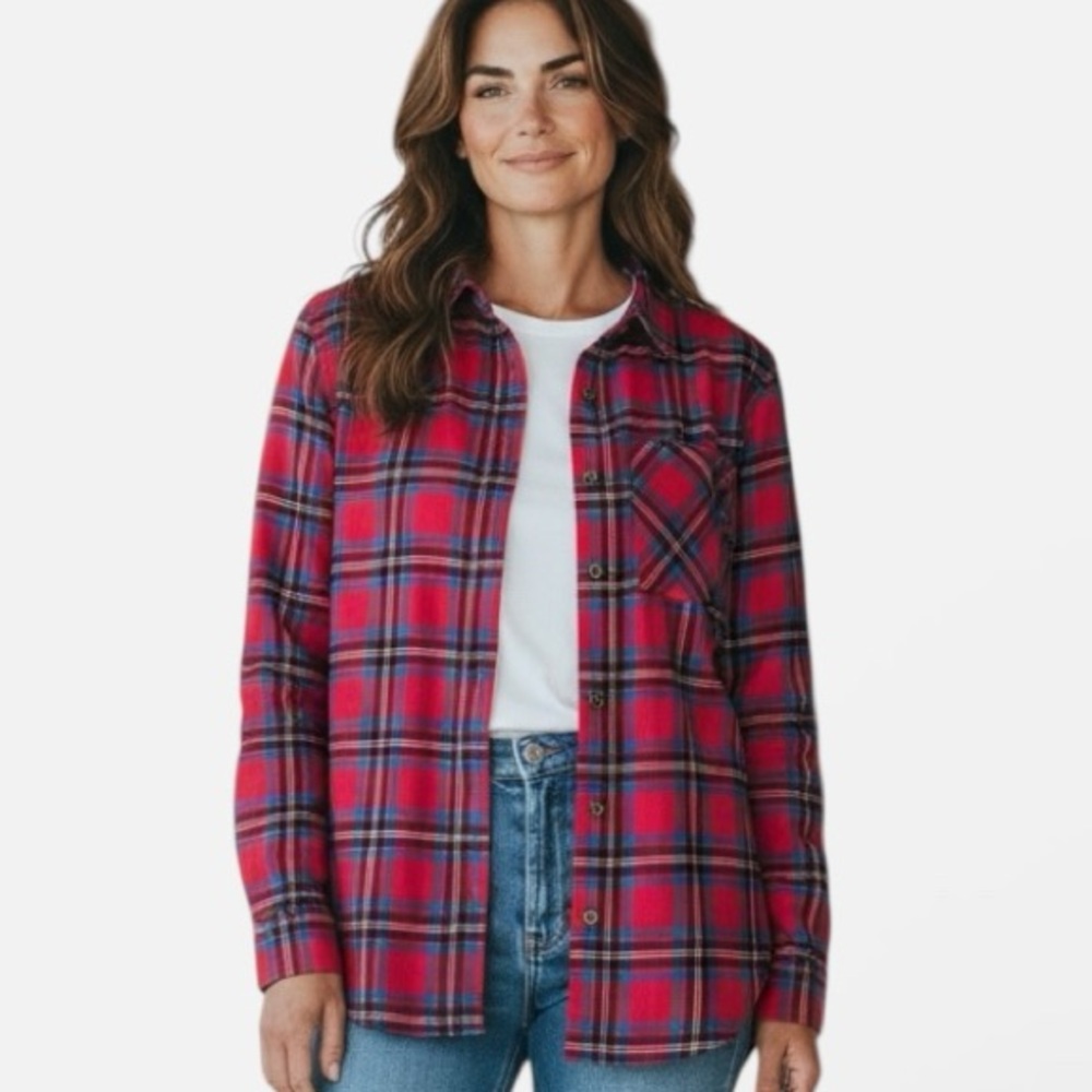 Southern Tide Pink Plaid Long Sleeve Women’s Half Button Down Shirt Size S